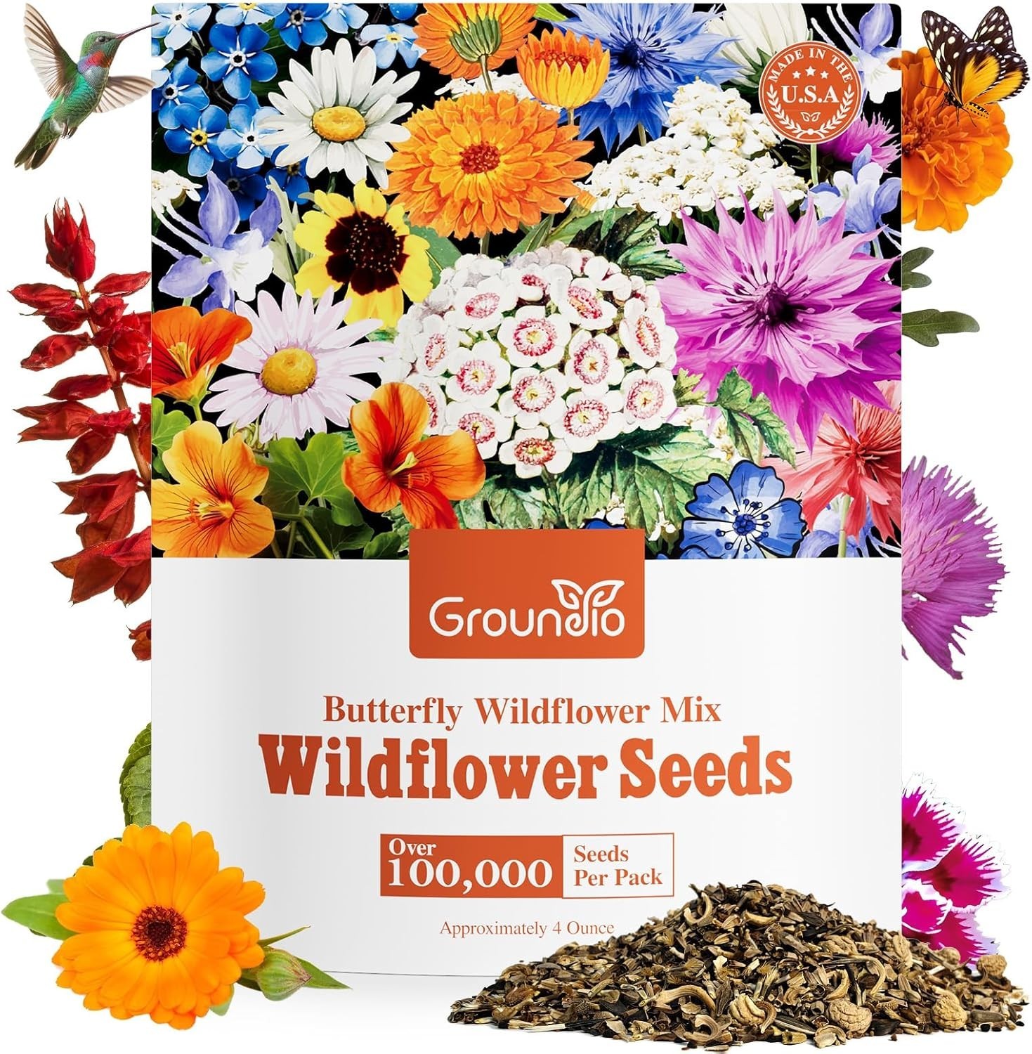 All Perennial Wildflower Seeds Bulk, 1/4 Lb, 100,000+ Seeds, 26 Variety Mix