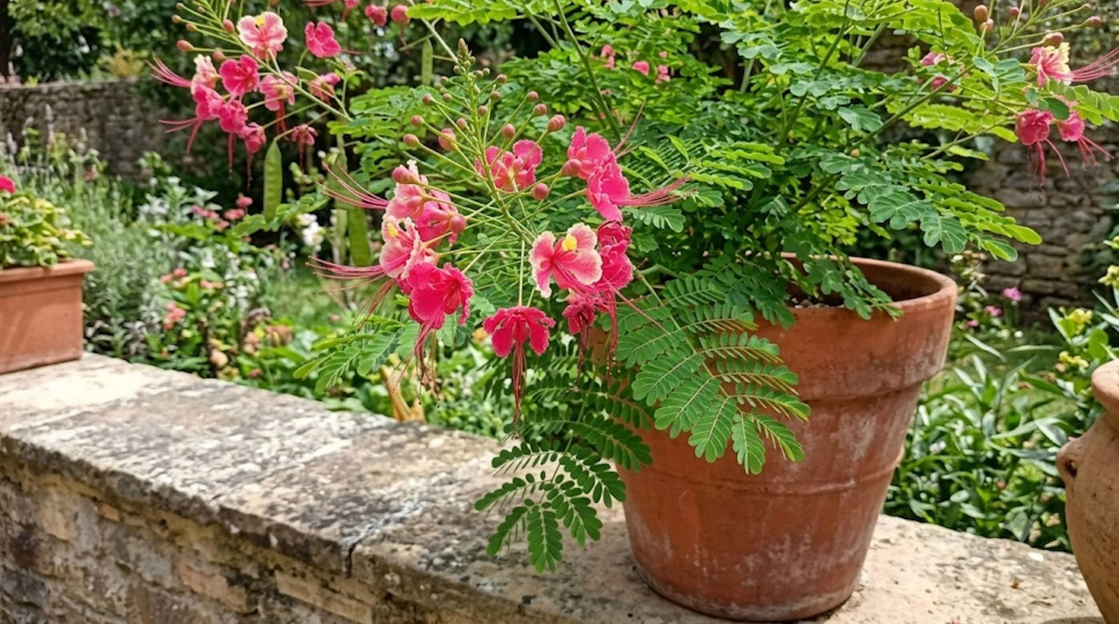 5 All Natural Tropical Pink Peacock Flower Seeds-Caesalpinia