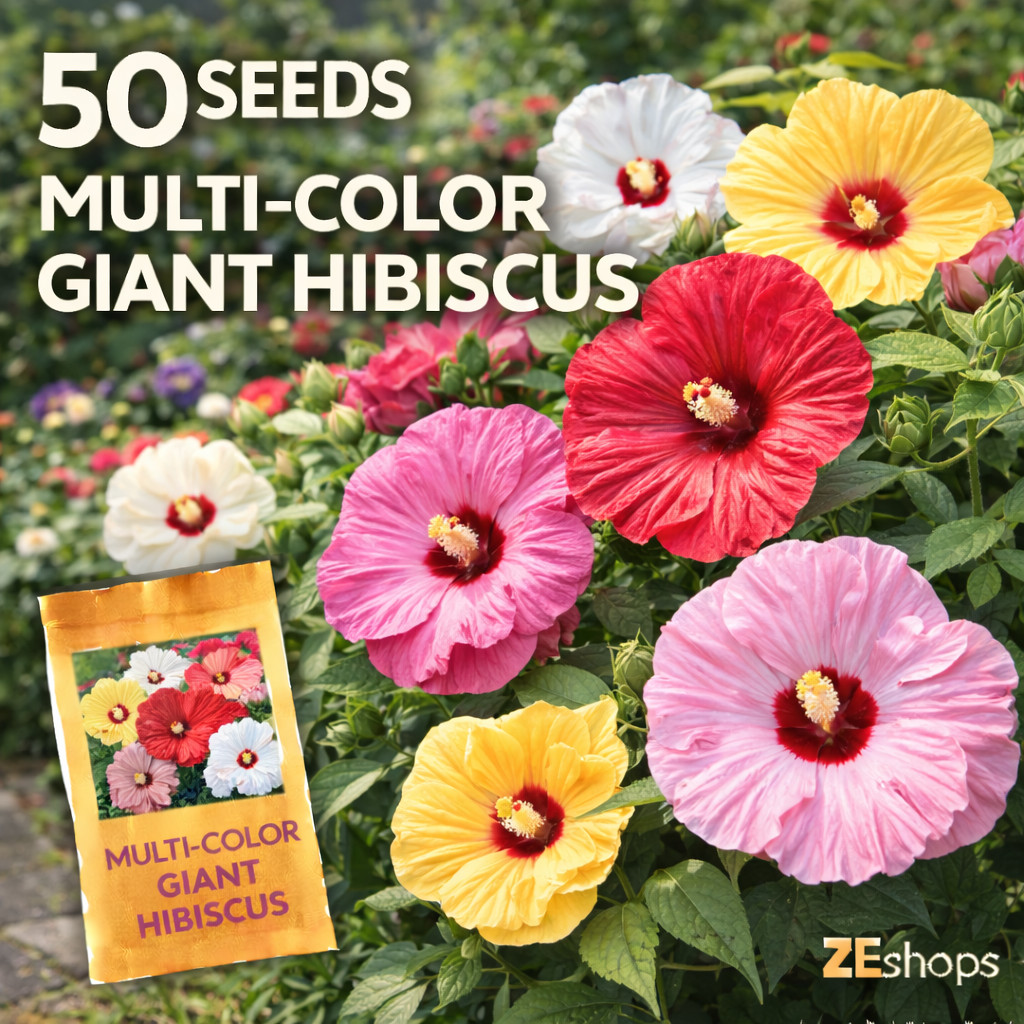 50 Multi-Color Giant Hibiscus Seeds Large Tropical Garden Blooms