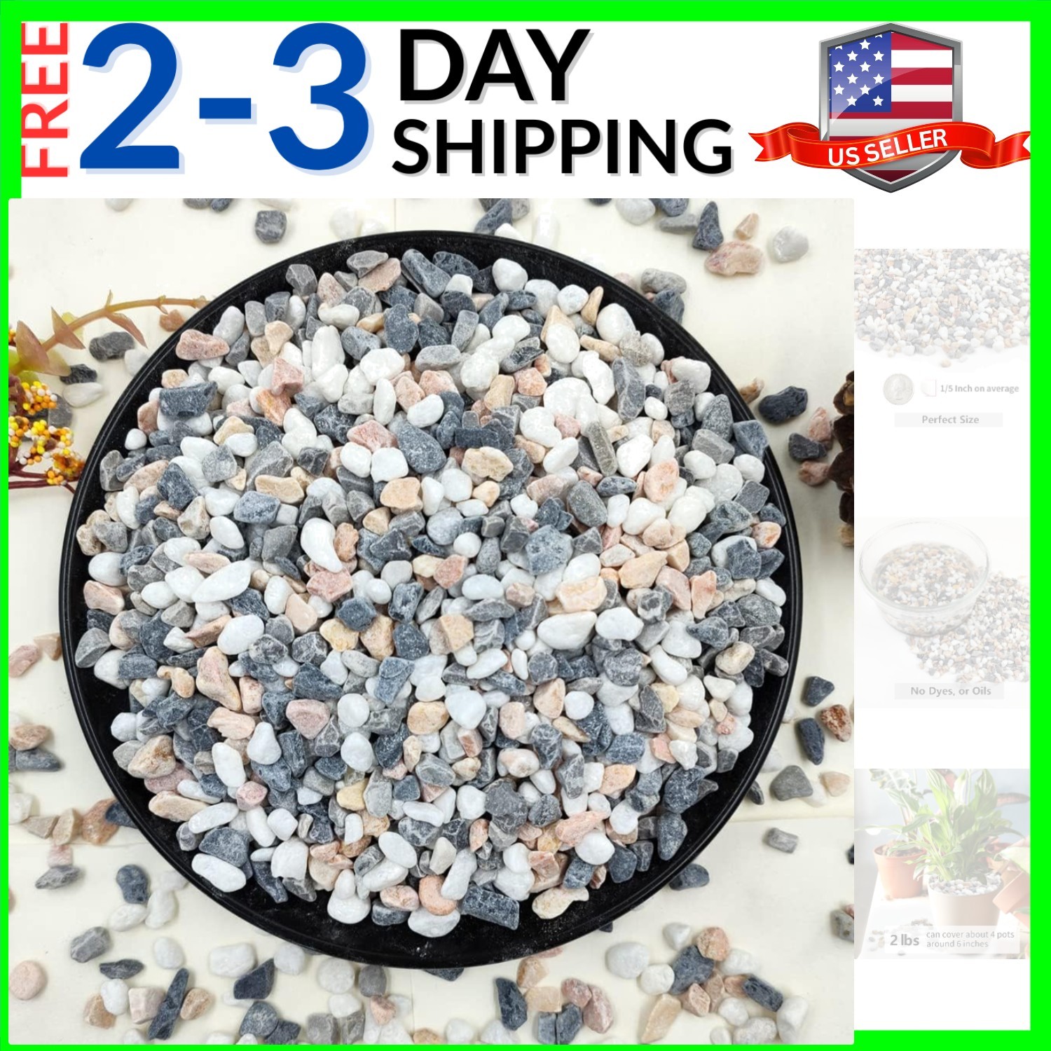 2LB Succulent and Cactus Gravel Pebbles, 1/5 Inch Natural Decorative Polished…