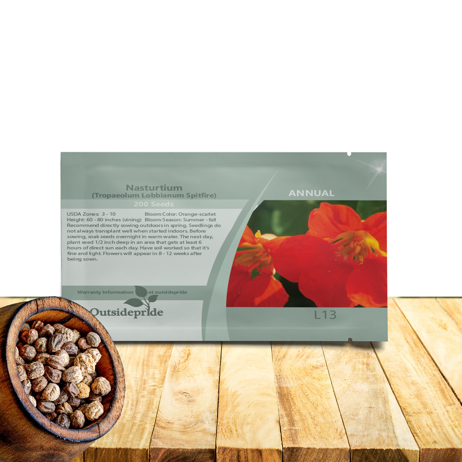 200 Seeds Nasturtium Seeds – Climbing Spitfire Flower Seed