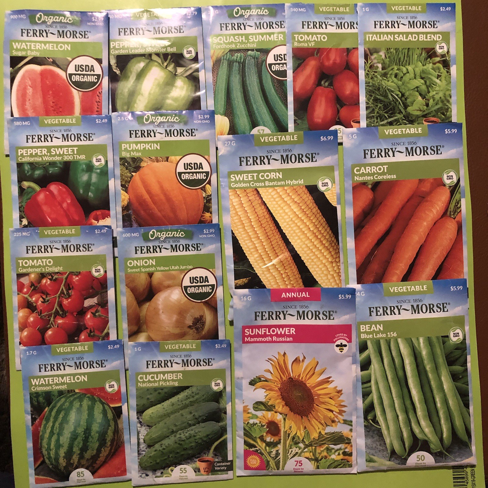 ￼Vegetable Seeds 25 Packs FERRY-MORSE Garden Starters, as shown + 10 Bonus, 2026