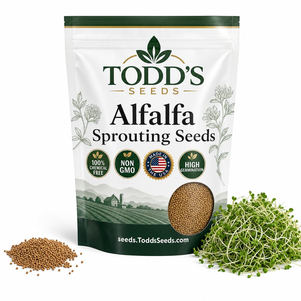 Alfalfa Sprouting Seeds, 1 lb – Non-GMO, USA Grown
