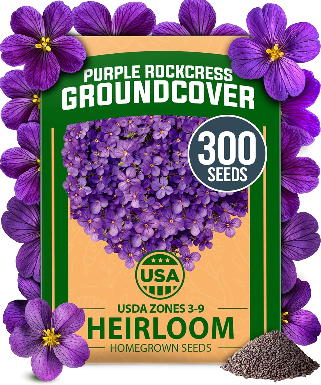 Aubrieta Rock Cress Purple, Flowering Ground Cover Seed Pack, Non GMO Perennial
