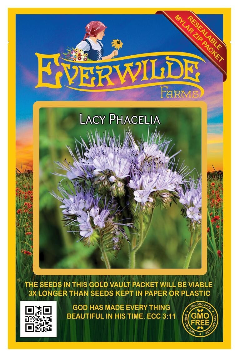1000 Lacy Phacelia Wildflower Seeds – Everwilde Farms Mylar Seed Packet