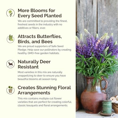 Texas Wildflower Mixed Seeds – 1 lb, 480,000+ Seeds, Attracts Pollinators, Plant