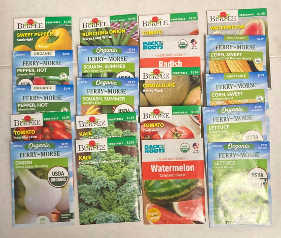 20 Packages of Vegetables 2025 Exp. Seed Lot, Burpee & Ferry-Morse