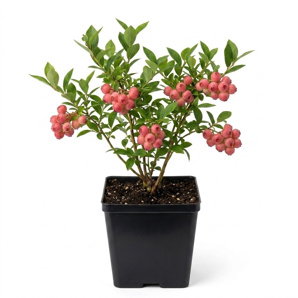 Pink Lemonade Blueberry Bush Live Plant Potted Sweet Hybrid Rabbiteye Red Fruit