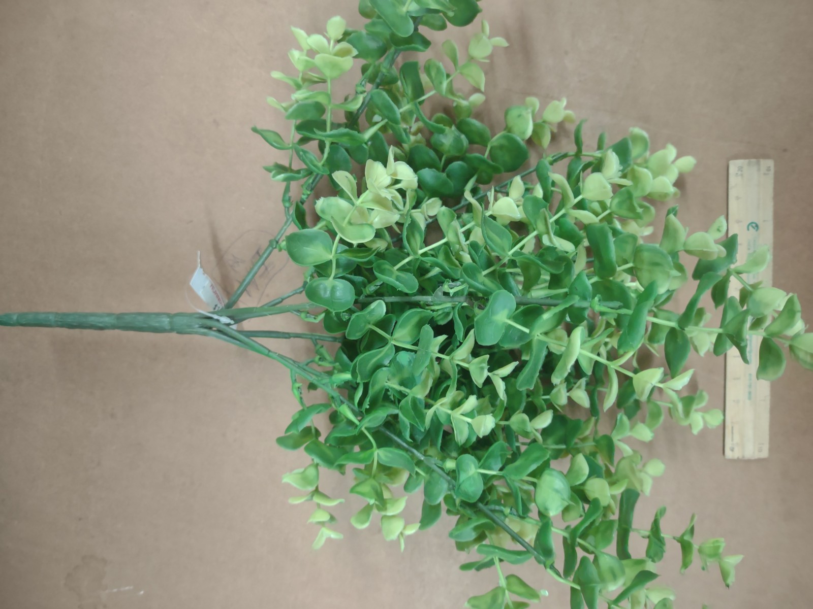Plastic Spiral Eucalyptus Bush, 13″ Green w Pale Tips, 7 Wired Branch Baby Euc
