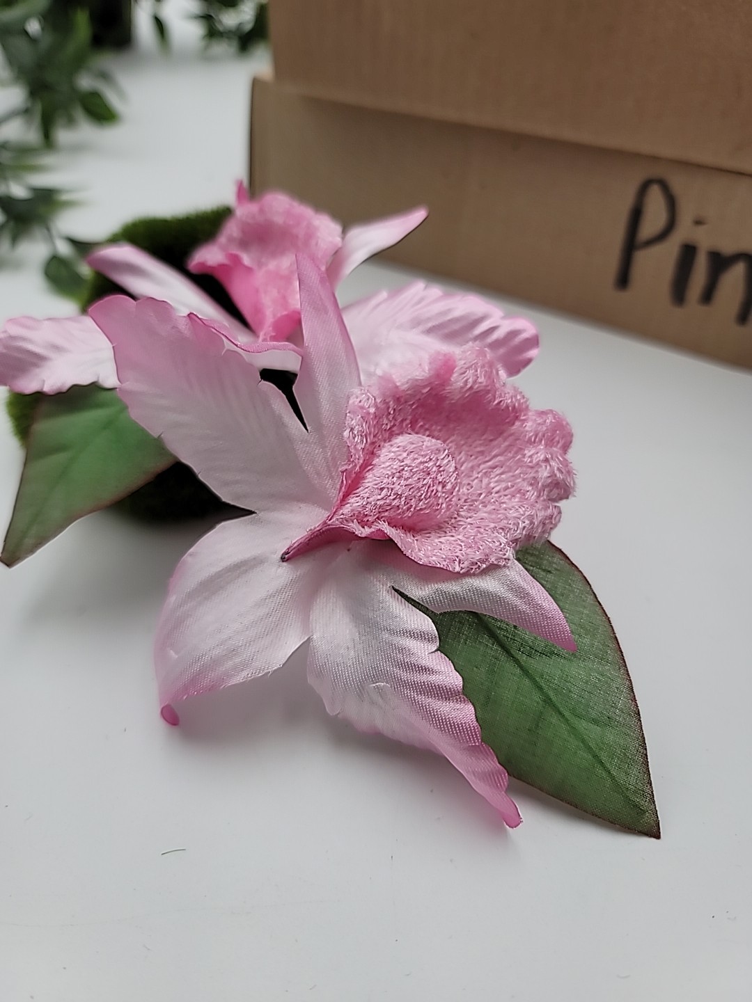 36 Double Stems Silk Flowers Pink Cattleya Laelia Orchids 8 Inches New In Box