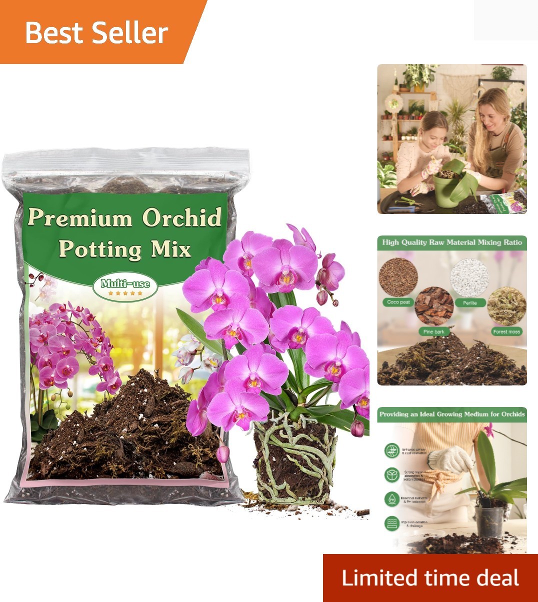 1 Quart Orchid Potting Mix with Perlite & Coco Peat for Better Aeration