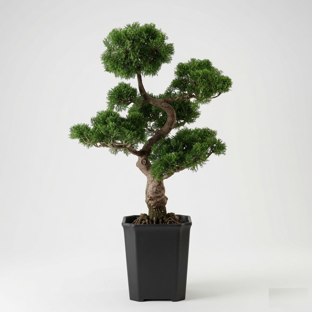 Artificial Cedar Bonsai Tree Large Faux Bonsai in Decorative Planter Zen Hom 36″
