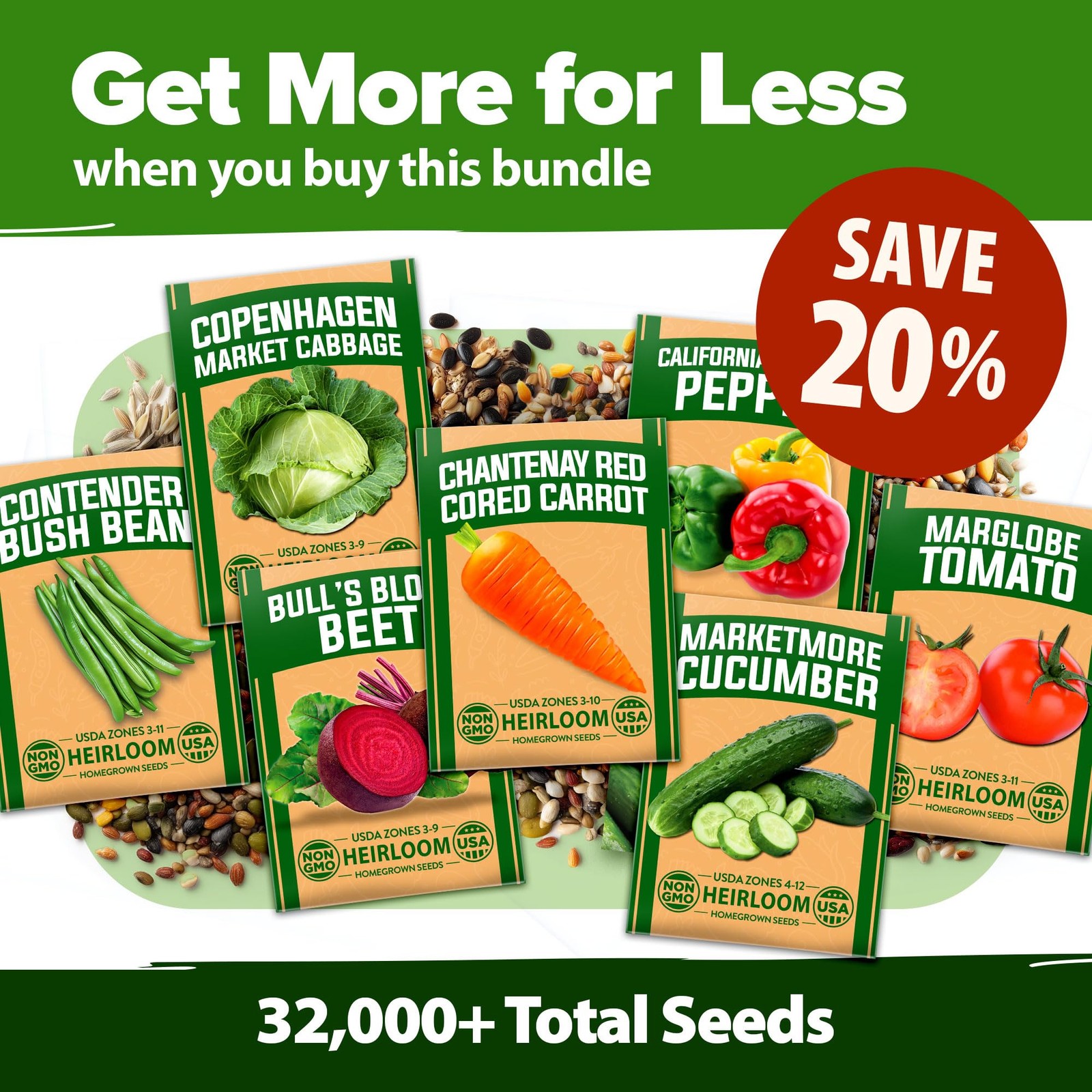 70 Variety Non-GMO Heirloom Vegetable & Herb Seed Kit for Year-Round Gardening