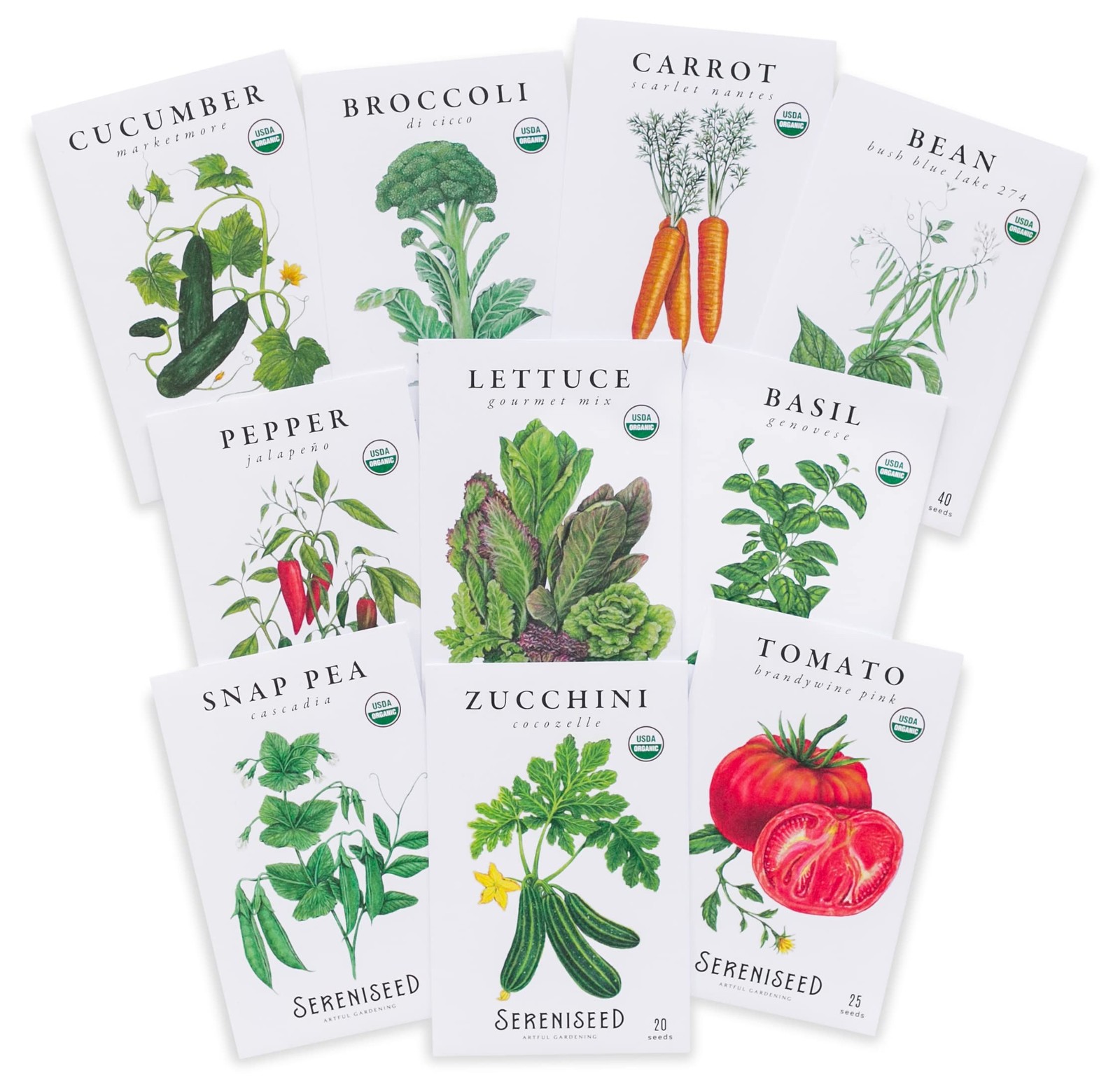Certified Organic Vegetable Seeds (10-Pack) – Non GMO, Open Pollinated – Basi…