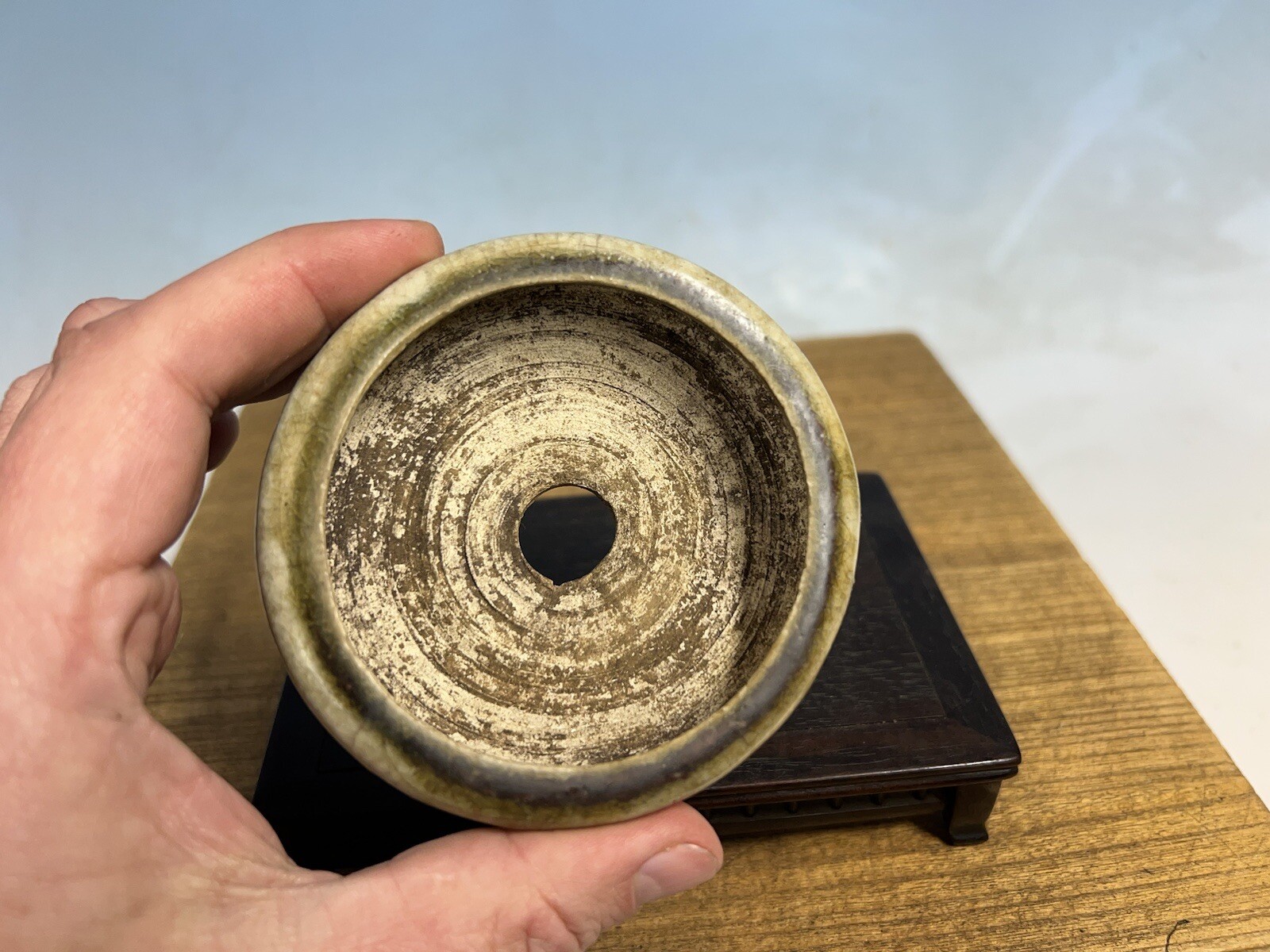 Beautiful Handmade Glazed Shohin Size Bonsai Tree Pot By Mitsuyama 3 5/8”