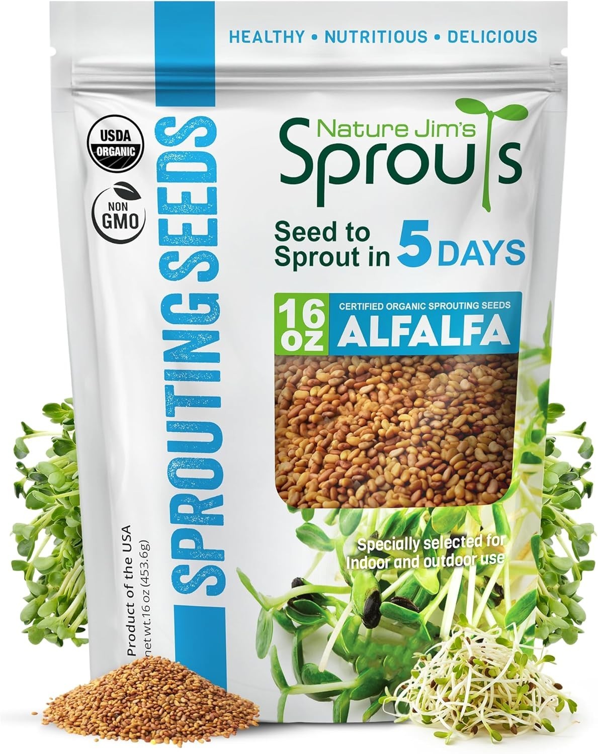 Nutritious Alfalfa Seed for Planting – Resealable Bag