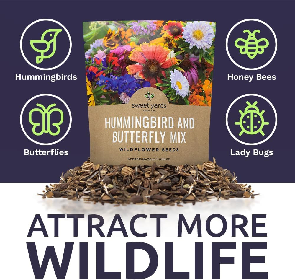 Wildflower Seeds Butterfly and Humming Bird Mix – Large 1 Ounce Packet 7,500+ Se