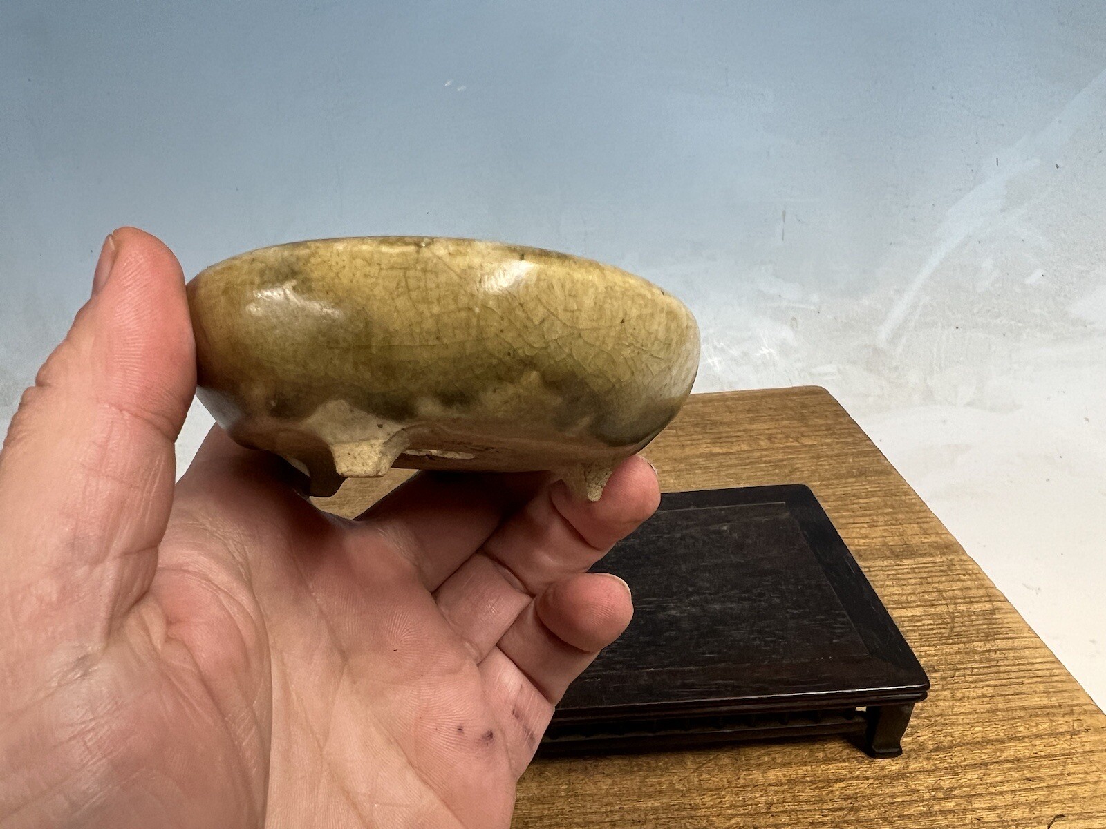 Beautiful Handmade Glazed Shohin Size Bonsai Tree Pot By Mitsuyama 3 5/8”