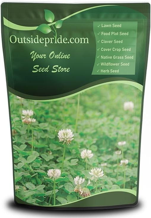 Perennial White Dutch Clover Seed – 2 lbs. Nitrocoated, Inoculated Clover See…