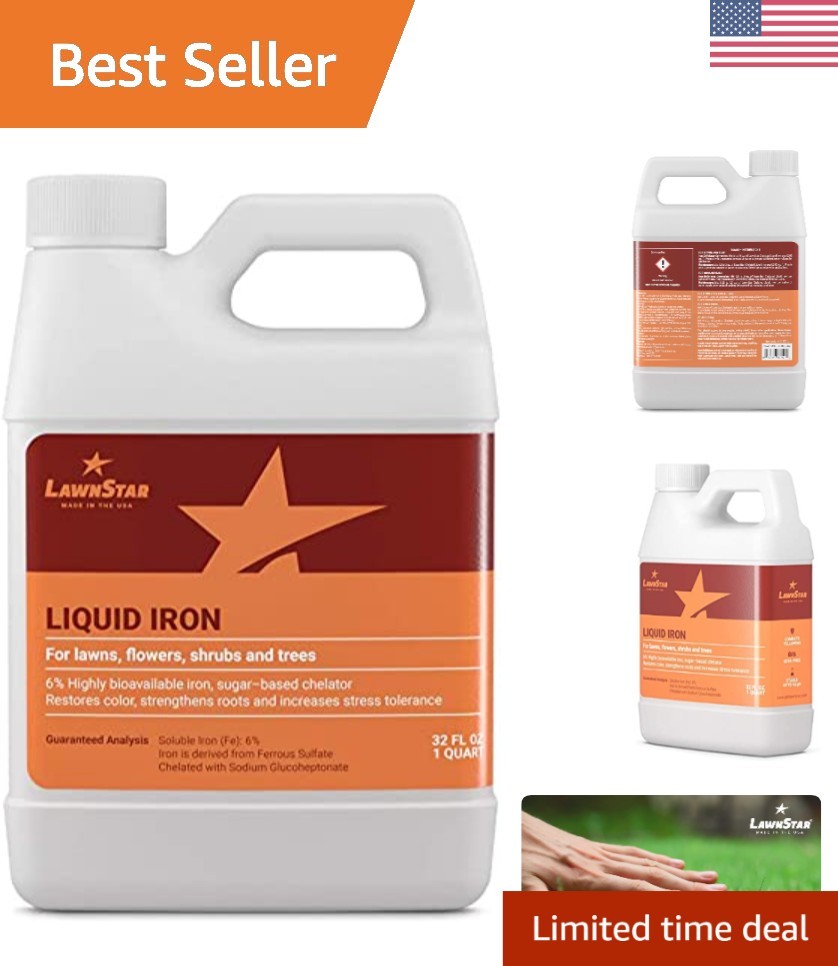 Versatile 32 OZ Liquid Iron for Lawn & Gardens – Correct Yellowing Leaves