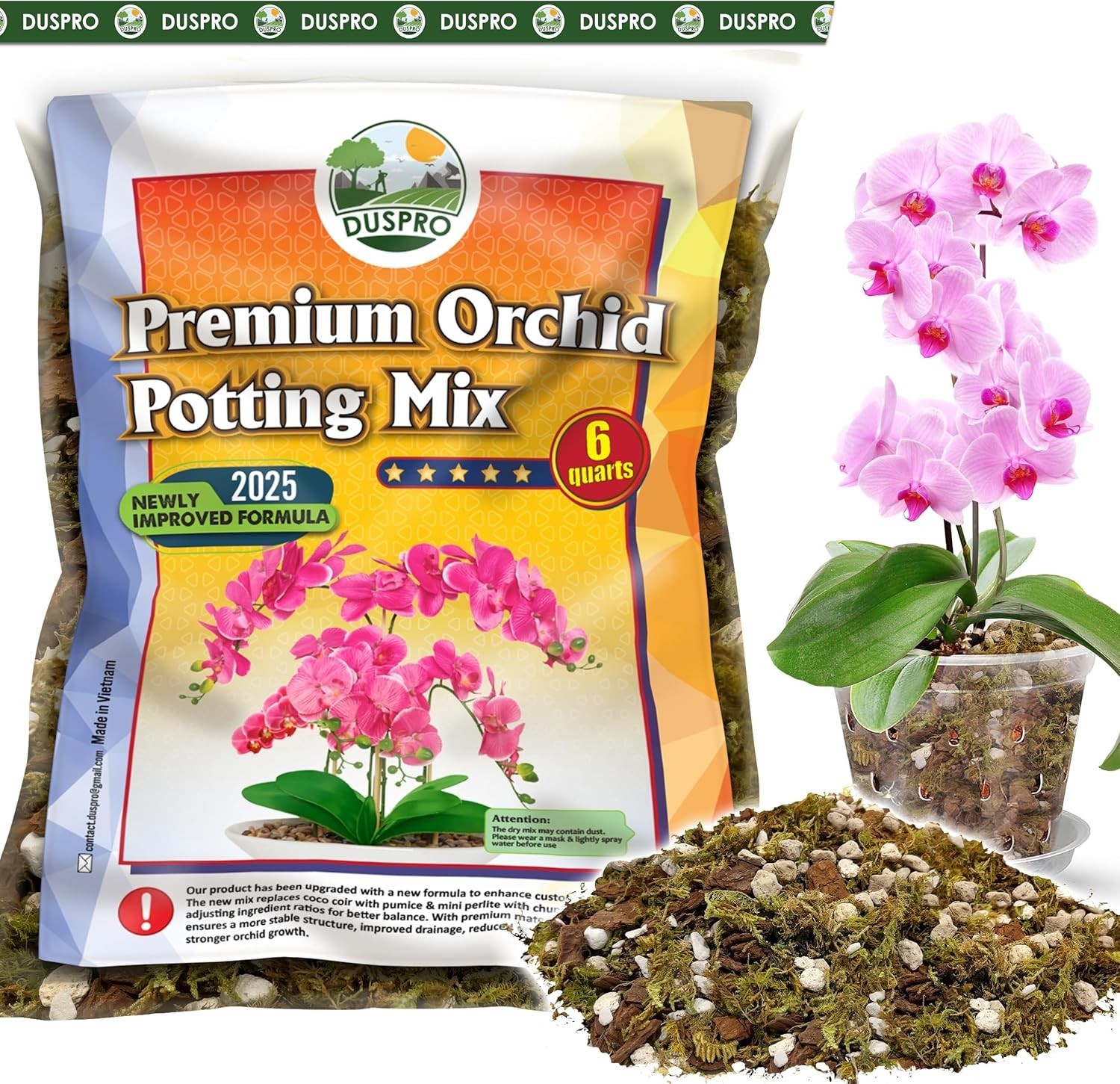 Ready-to-Use Orchid Soil Mix with Pumice & Perlite – Perfect for Repotting – 6QT