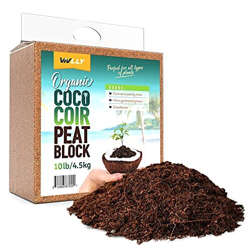 Organic Coco Coir Brick 10 Pounds, Natural Seed Starter with Low EC & pH Balance