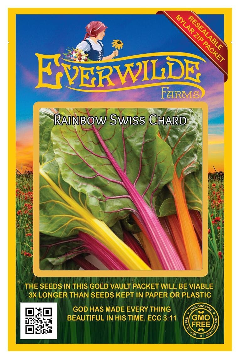 200 Rainbow Swiss Chard Seeds – Everwilde Farms Mylar Seed Packet