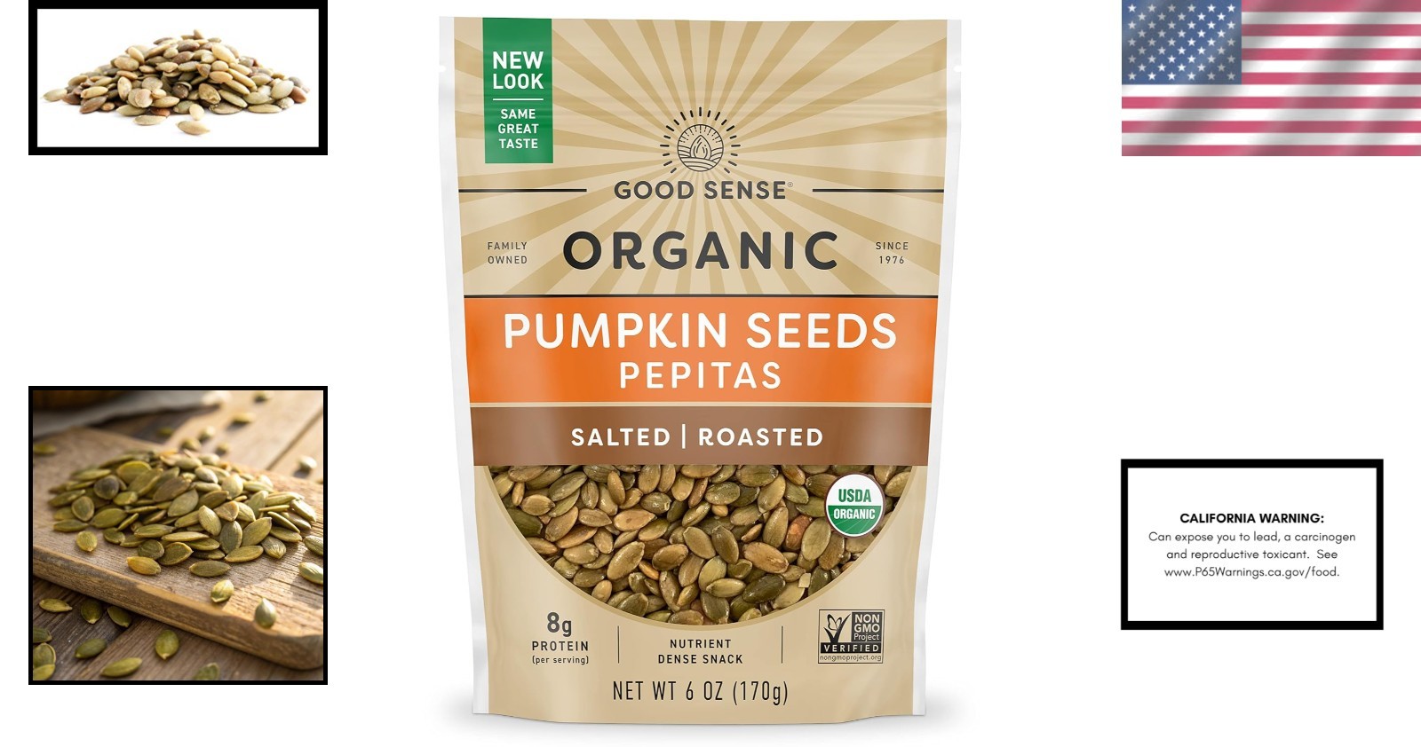 Organic Roasted & Salted Pumpkin Seeds – 6 Oz Snack High in Protein & Nutrients