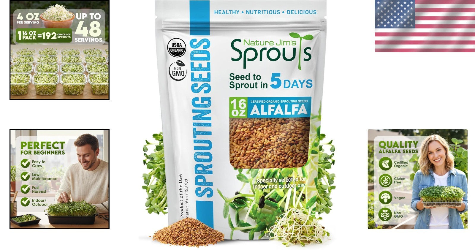 Nutritious Alfalfa Seed for Planting – Resealable Bag