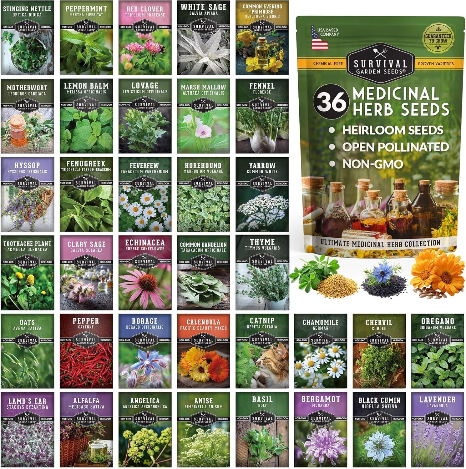 All-in-One Medicinal Herb Seed Kit – 36 Non-GMO Varieties for Natural Remedies