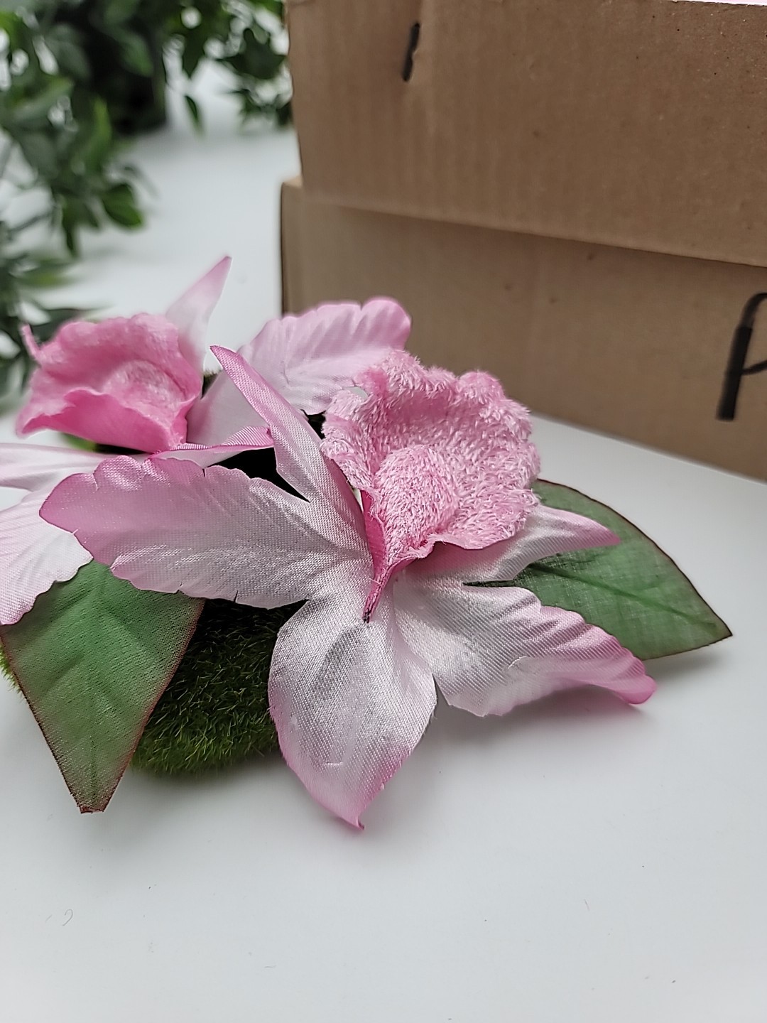 36 Double Stems Silk Flowers Pink Cattleya Laelia Orchids 8 Inches New In Box