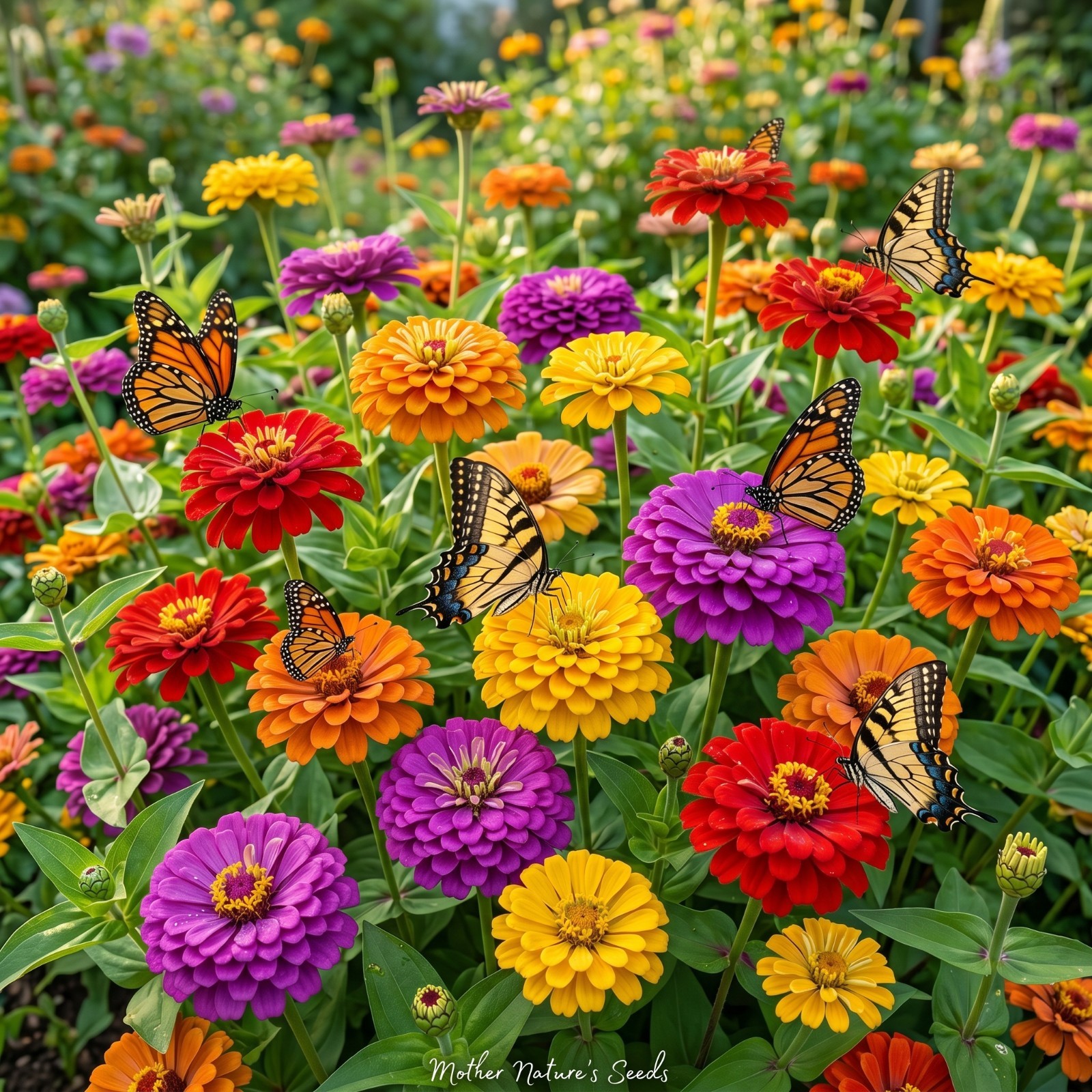 Landscaper’s Pack BUTTERFLY MAGNET Zinnia Mix Dahlia Double Blooms 300 Seeds!