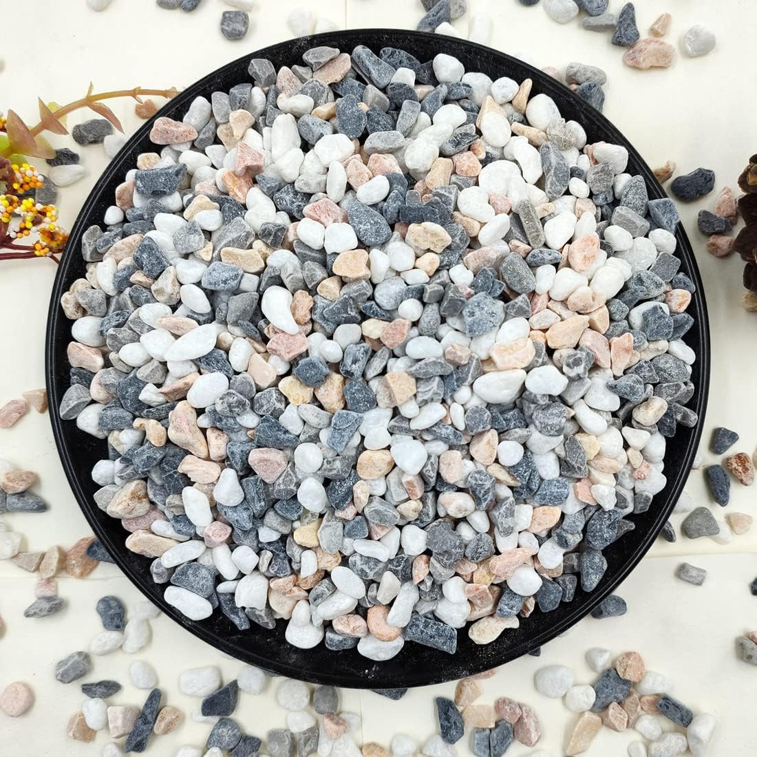 2LB Succulent and Cactus Gravel Pebbles, 1/5 Inch Natural Decorative Polished St