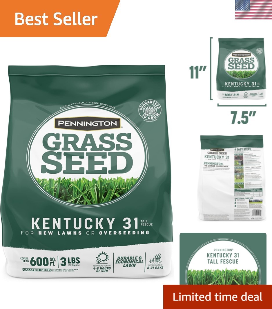 3 lb Kentucky 31 Tall Fescue Grass Seed – Fast Germination, Drought-Resistant