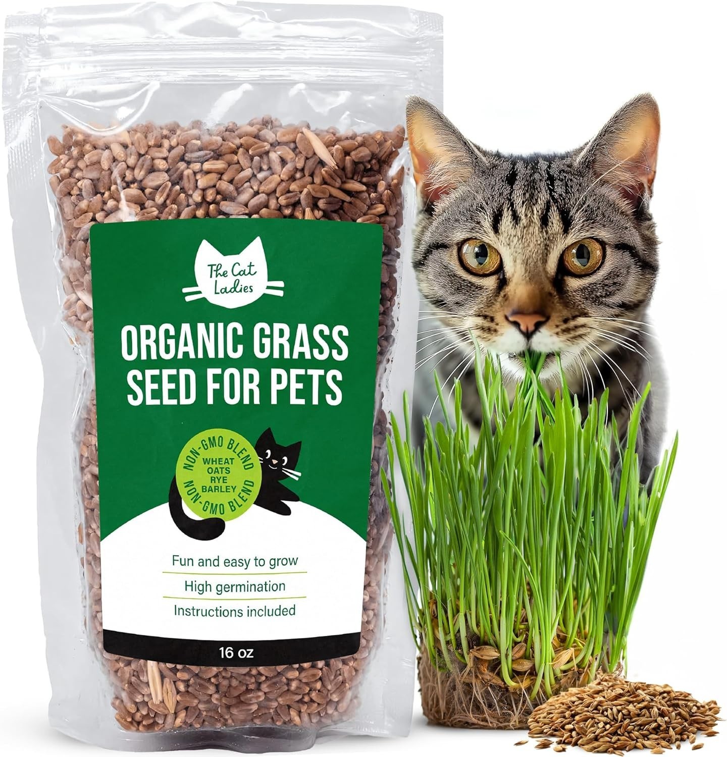 16 oz Organic Cat Grass Seeds – Pet-Friendly Wheatgrass Blend for Indoor Cats