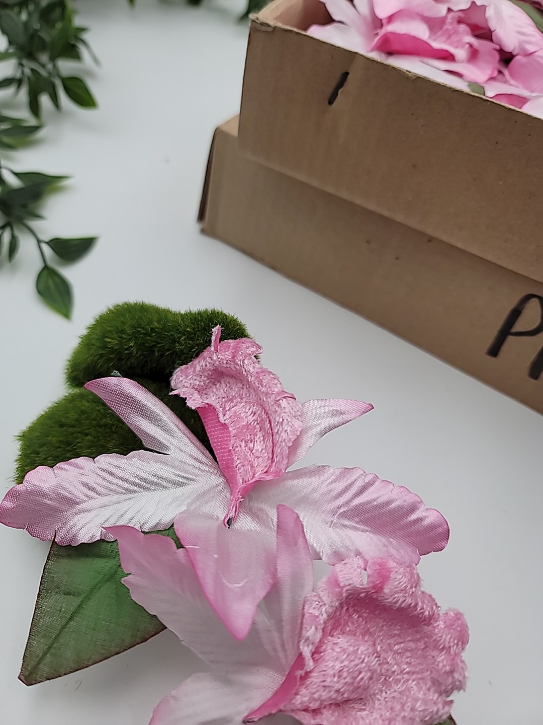 36 Double Stems Silk Flowers Pink Cattleya Laelia Orchids 8 Inches New In Box
