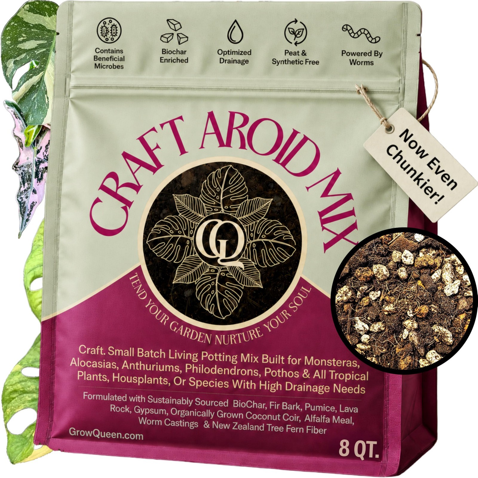 Organic Potting Mix for Indoor Plants – Chunky Well-Draining Soil for Alocasia,
