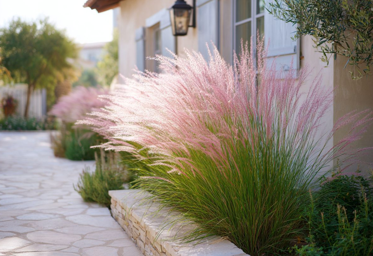 Pink Gulf Muhly Grass Live Plant – 1 Gallon Pot – Fully Rooted Ornamental Grass