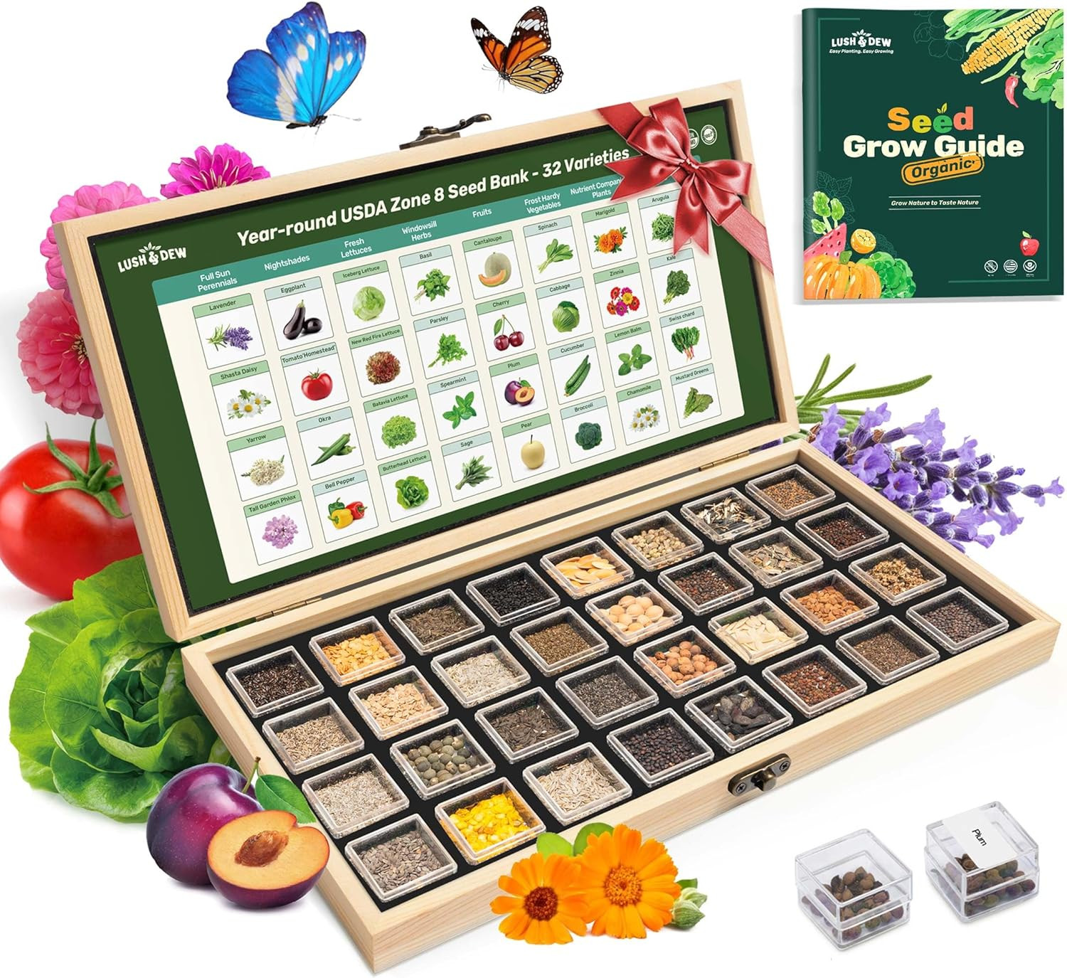 USDA Zone 8 Heirloom Seed Bank, 30,000+ Non-Gmo 32 Varieties of Seeds for Planti