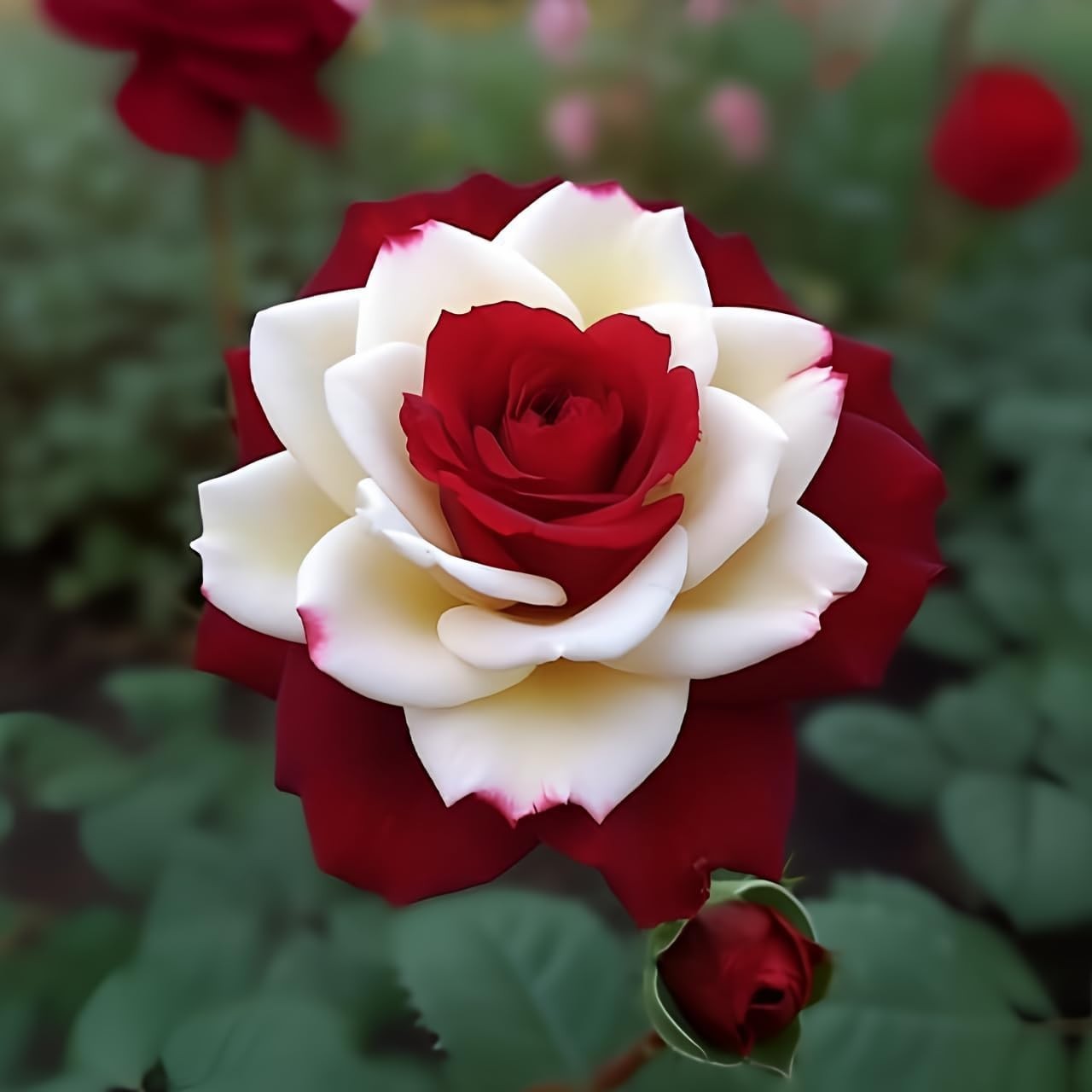 High Germination Rate: 20 Rare Twin Red & White Rose Seeds for Stunning Blooms