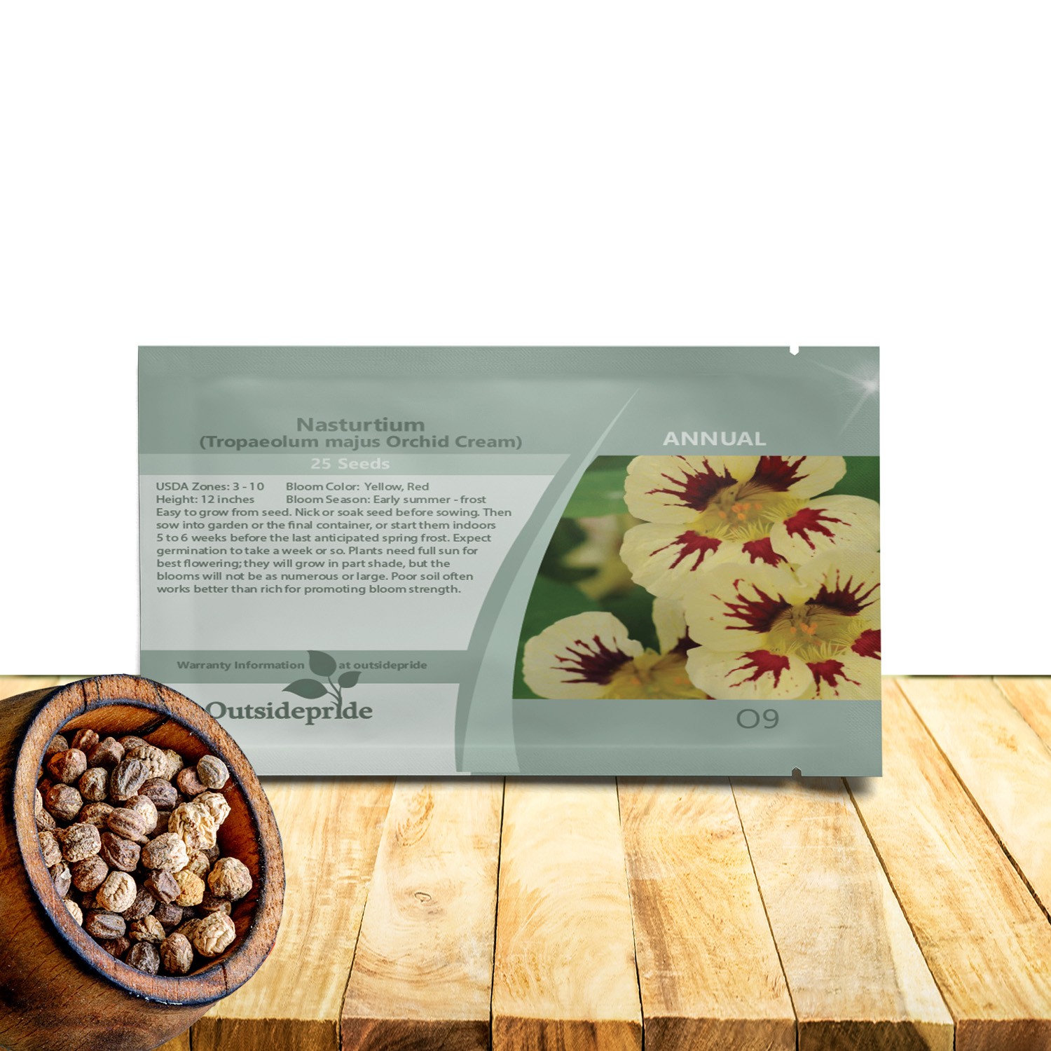 25 Seeds Tropaeolum majus Orchid Cream Nasturtium Vine & Flower Seeds