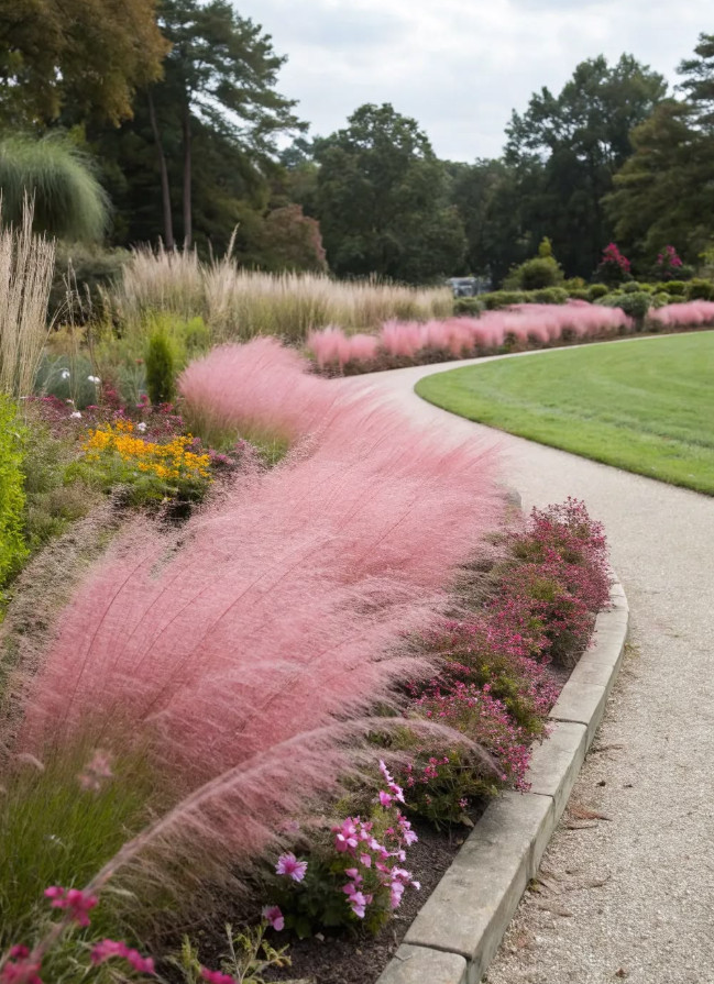 Pink Gulf Muhly Grass Live Plant – 1 Gallon Pot – Fully Rooted Ornamental Grass