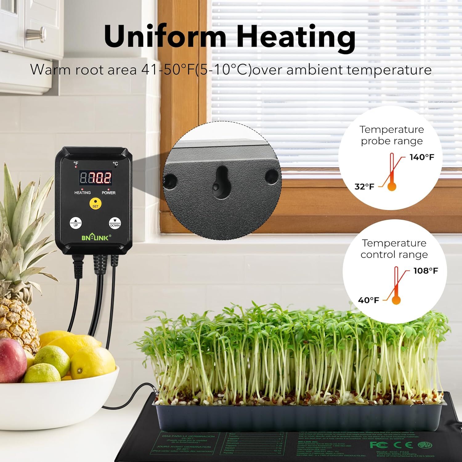 BN-LINK Seedling Heat Mat Heating Pad + Digital Thermostat Controller Combo Set
