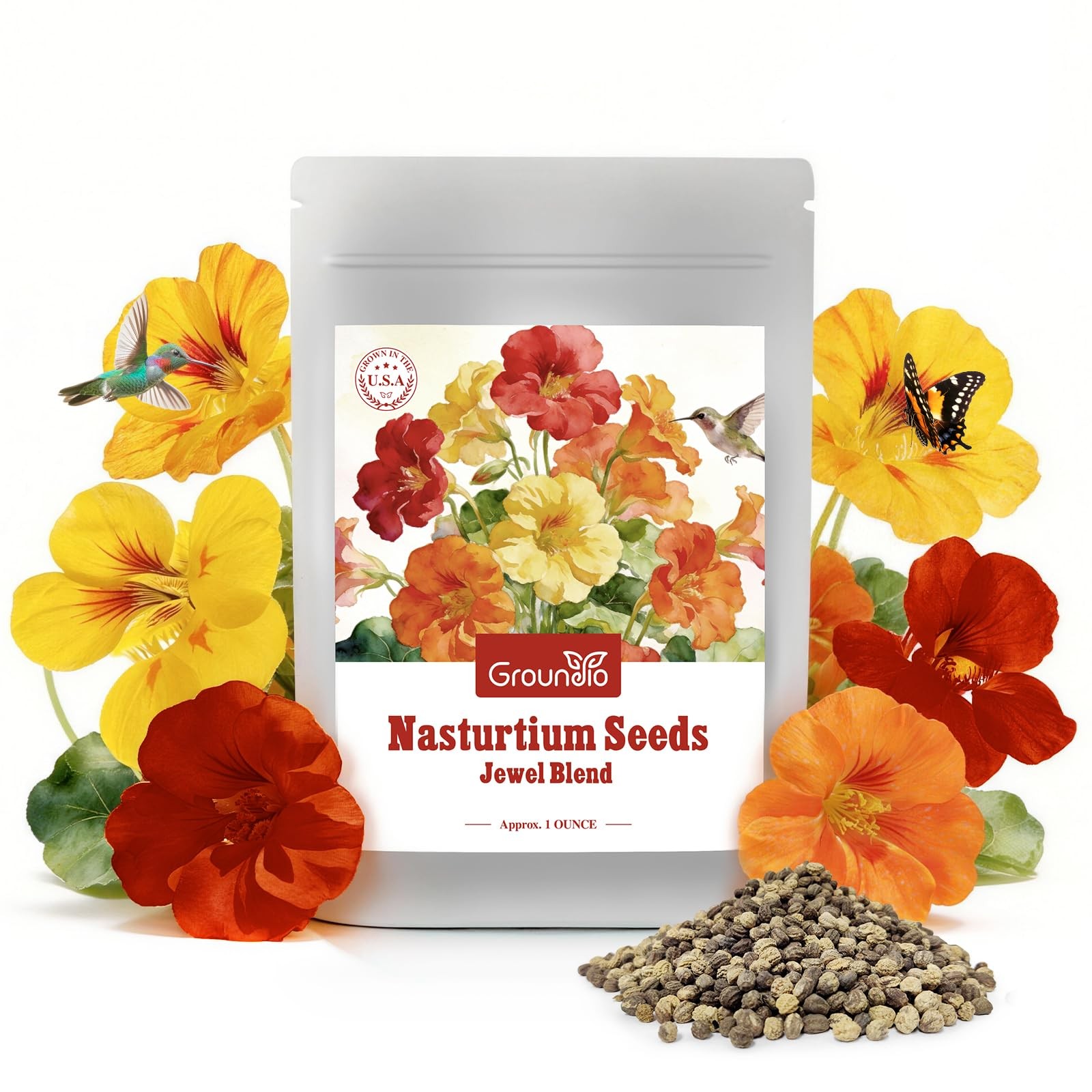 200 PCS Nasturtium Seeds 1 Ounce Large Packet Climbing Flower Orange Red Yellow