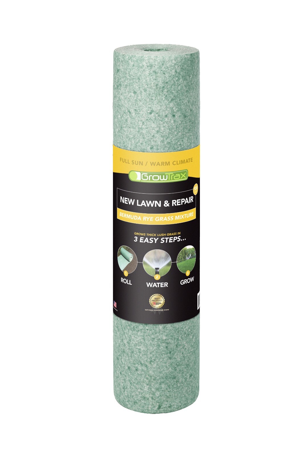 Grotrax Biodegradable Grass Seed Mat, Bermuda Rye – 100 Sq Ft Big Rolls